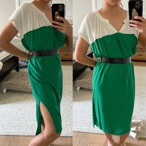 Broadway Broom green white colorblock retro dress
